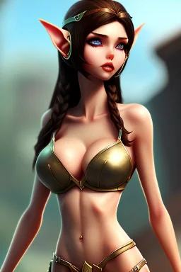 brunette elf, normal skin, 8k, anatomically correct ears, smooth skin, anatomically perfect face, anatomically perfect ears, anatomically perfect body in frame