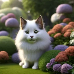 pixar style, volumetric summer garden environment and background, volumetric lighting, dramatic lighting, realistic painting of an cat, looking excited, detailed digital painting, extreme dense and fine fur, anime, ornate, colour-washed colors, elegant, small minutiae, tiny features, particulars, centered, smooth, sharp focus, renderman gofur render, 8k, uhd, detailed eyes, realistic shaded volumetric lighting, sunlight caustics, backlight, centered camera view