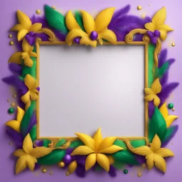 Frame in the colors of Mardi Gras green,yellow and purple on a light background to remove