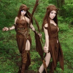 dungeons and dragons female elf druid, brown hair, brown eyes, pale skin, realistic, full body