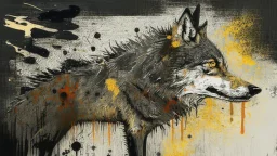 a wolf in pollock style