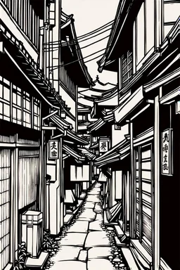 Japanese alleys, line arts