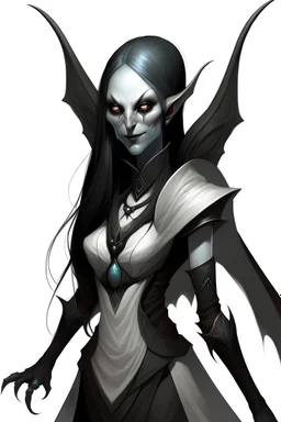 changeling Female white skin black eyes D&D