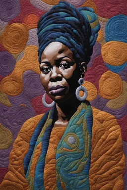 A textile portrait, quilting, fabrics, by artist "Bisa Butler"