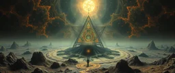 sleepy alien sacred geometry in the style of John Atkinson Grimshaw