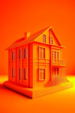 Create a 3D image of SD ArRahman Wave 3 floors safe and comfortable to study with background of orange paint