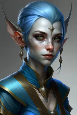 female half elf with blue skin