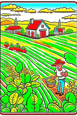 hand painted organic farming cartoon poster