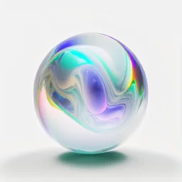 3d holographic marble isolated on infinite white background, glow, glass effect, 4k. sober. fintech