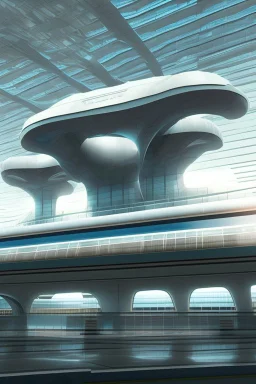 modern futuristic architectural structures of Airport in 2100