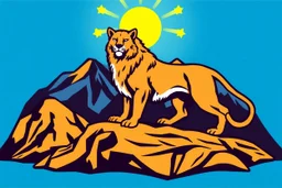 a mountain lion in a royal lion position like on flags or crests, vector