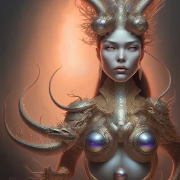 sango fantasy, fantasy magic, intricate, sharp focus, illustration, highly detailed, digital painting, concept art, matte, artgerm and paul lewin and kehinde wiley, masterpiece silver dragon head golden Asian nice breast Afo woman pink waves