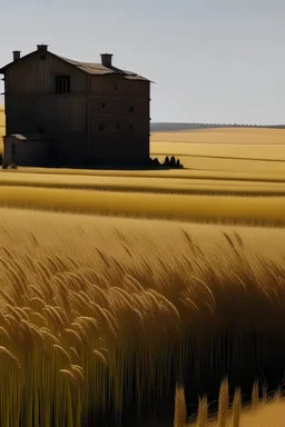 Granary beside wheat field