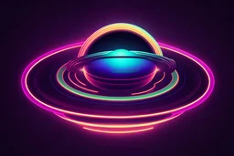 saturn planet, logo,in neon, futuristic, vector style