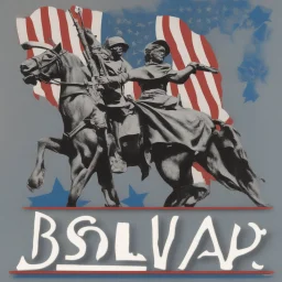 The text "Bolivar appreciates its veterans" with some blue stars and an American flag and a silhouette of a soldier. None of the components of the image should look plastic.