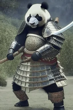 Panda in samurai armour