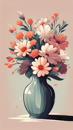 A vase of flowers in digital illustration style
