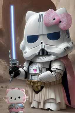 hello kitty meets grogu from starwars