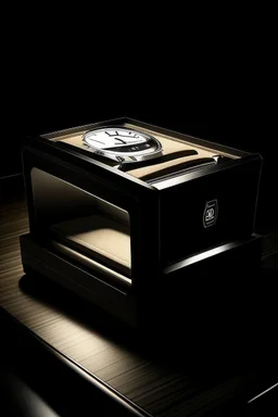 Generate a side profile image of the Key Bey Berk watch box, emphasizing its sleek design and smooth lines. Use lighting to bring out the contours.