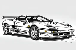 outline art for 1991 Acura NSX coloring pages, white background, sketch style, full body, only use outline, clean line art, white background, no shadows and clear and well