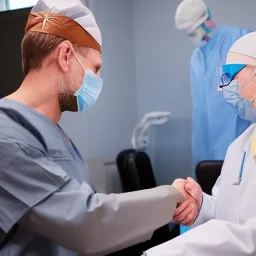 the surgeon shakes hand with Odin