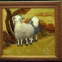 brown wool sheep in ambush Van Gogh