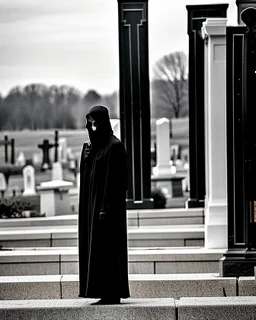 photo of a hoodless grim reaper wearing a suit, highlighting shiny areas of the skull, sitting outside a cemetery with a welcome sign, wearing suit, rim lighting, studio lighting, looking at the camera, dslr, ultra quality, sharp focus, tack sharp, dof, film grain, Fujifilm XT3, crystal clear, 8K UHD