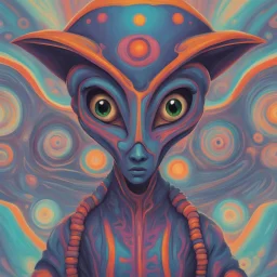 Imagine an alien from another galaxy, which (((does not have a big head))), (((does not have big eyes))), which is another race similar to humans, but with a special distinctive detail. With clothes, colorful