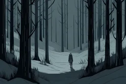 Заставка которая появляется после смерти главное героя в лесу зимой в 2д стиле