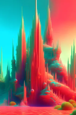 a computer generated image of a futuristic building, digital art, inspired by Benoit B. Mandelbrot, zbrush central contest winner, colorful coral, asymmetrical spires, worms intricated, abstract scene design, organic ceramic fractal forms, with gradients, abstract illustration, alien forestpipes, acrylic art, perfect maximalistic composition by Android Jones, Beeple, Winkelmann, masterpiece, hyper-detailed, dan mumford, Albert Bierstadt, octane render, a masterpiece