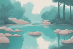 calming illustration in teal colour