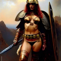 portrait 'beautiful Sexy Extra busty RedSonja naked ',ancient metal armor and Helmet ,painting by gaston bussiere, greg rutkowski, yoji shinkawa, yoshitaka amano, tsutomu nihei, donato giancola, tim hildebrandt, oil on canvas, cinematic composition, extreme detail,fit full head inside picture,32k