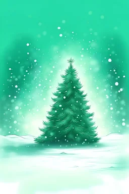 illustration of a green Christmas tree surrounded by snow, with borders faded out