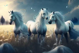fantasy magical horses in a field