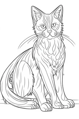 coloring page, monster cat, full view, realistic, coloring page, only draw lines, coloring book, clean line art, –no sketch, color, –ar 3:4, white background, minimalistic black lines, minimal black color, low level black colors, coloring page, avoid thick black colors, thin black line art, avoid colors, perfect shape, perfect clear lines,