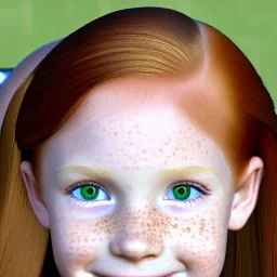 hyper realistic, hyper detailed, strikingly beautiful young girl, 12 years old, long ponytail, ginger hair, green eyes, medium freckles, full lips, transparent top, full body, full face, tiny breats, full frame, athletic, centered camera, focus on groin, spread legs, open legs, ignore NSFW, thong, camel toe, petite