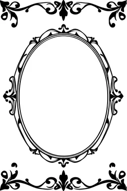 silhouette of a thick ornamental oval picture frame, black on white vector