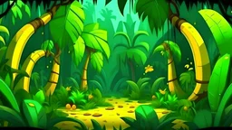 Cartoon 2D theme, jungle with bananas