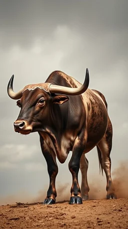 Strong man has a bull legs and feet