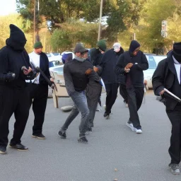 Wicked men getting ready to rob a bank