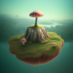 100mm photo of isometric floating island in the sky, surreal mushroom with jewels, intricate, high detail, behance, microworlds smooth, macro sharp focus, centered