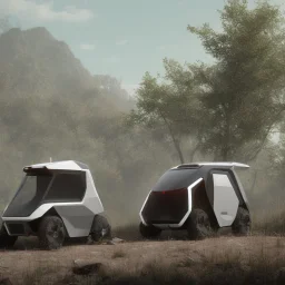 An autonomous electric recreational vehicle for traveling outside the city to nature, and when the vehicle reaches nature it splits into 2 units, one a residential unit and the other becomes a small vehicle