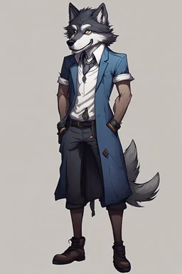 a humanized wolf that is a work assistant