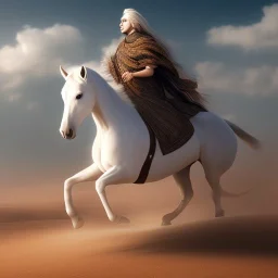 a beautiful arab white horse running in the desert, cinematic lighting, detailed,4k, best quality, ultra HD, magical