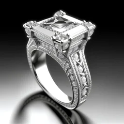 elegant vintage ring for 4ct emerald cut diamond with some side diamonds