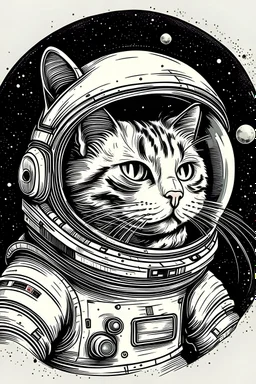 dibujo de un gato astronauta en el plneta marte