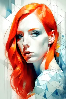 Beautiful young woman 22 years old sensual perfect face, red hair, background cubism abstract, 3D image highly detailed elegant masterpiece very attractive beautiful ultra detailed high definition crisp quality colourful pencil sketch no text vivid colors ashley wood Enki Bilal Figurative Art Endre Penovac Agnes Cecile Paul Kidby Benjamin Lacombe Rufus Dayglo Ridlija