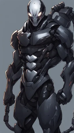 a close up of a person in a venom suit, venomized, goth cybersuit, anime mech armor, overwatch character concept art, cyber skeleton, cyber japan armor, cyber fight armor, cyberpunk venom , hard surface character pinterest, reaper from overwatch, black heavy armor, mecha anthropomorphic penguin, mecha suit, venom mecha, muscular! cyberpunk