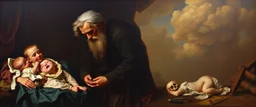 master oil painting by Rembrandt,some are born and some a dying