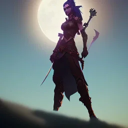 warrior lady under the Moon